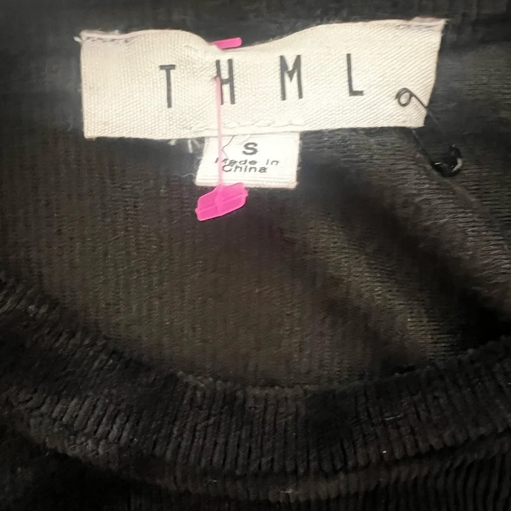 THML Black Velvet Top with Gold Ruffle Sleeves, NWOT - Picture 11 of 13